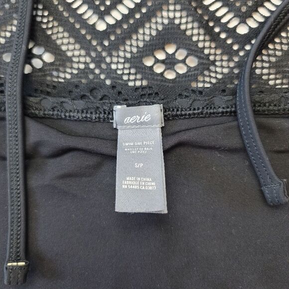 Aerie Crochet One Piece Swimsuit in Black Size Small - Picture 11 of 13